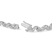 Bids.com 10K White Gold 2.00 Cttw Round-Cut and Baguette-Cut Diamond Floral Design Swirl Link 7" Bracelet (I-J Color, I1-I2 Clarity) Bracelets