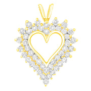 Bids.com 14K Yellow Gold Plated .925 Sterling Silver 3.00 Cttw Round Cut Diamond Cluster Heart 18" Pendant Necklace (K-L Color, I1-I2 Clarity) Necklaces