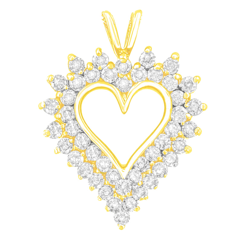 Bids.com 14K Yellow Gold Plated .925 Sterling Silver 3.00 Cttw Round Cut Diamond Cluster Heart 18" Pendant Necklace (K-L Color, I1-I2 Clarity) Necklaces