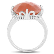 Bids.com 12.75 Carat Genuine Peach Moonstone .925 Sterling Silver Ring Rings