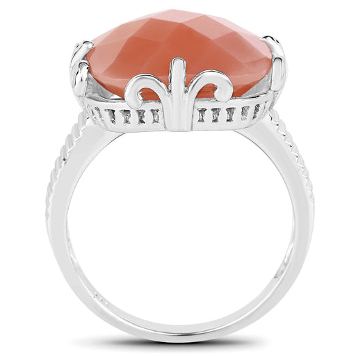 Bids.com 12.75 Carat Genuine Peach Moonstone .925 Sterling Silver Ring Rings