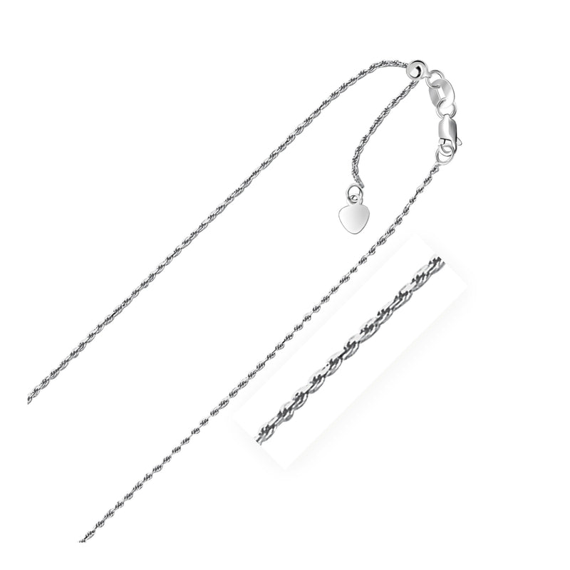 Bids.com 14k White Gold Adjustable Rope Chain 1.0mm Necklaces