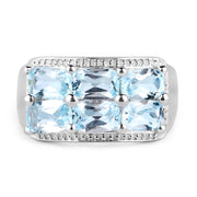 Bids.com 3.60 Carat Genuine Blue Topaz .925 Sterling Silver Ring Rings