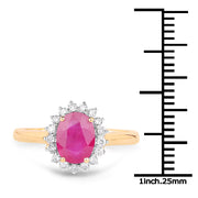 Bids.com 1.48 Carat Genuine Ruby and White Diamond 14K Yellow Gold Ring Rings
