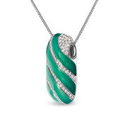 Bids.com .925 Sterling Silver Turquoise Enamel and 1/2 Cttw Diamond Block 18" Pendant Necklace (F-G Color, VS1-VS2 Clarity) Necklaces