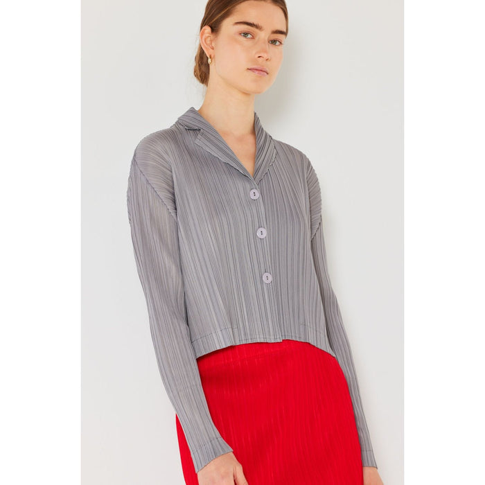 Marina West Swim Pleated Cropped Button Up Shirt