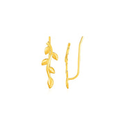 Bids.com Leafy Branch Motif Climber Earrings in 14k Yellow Gold Earrings