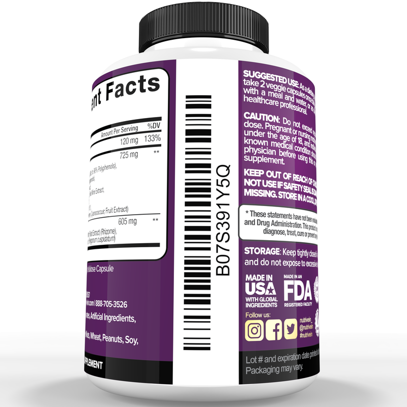 Nutrivein Nutrivein Premium Resveratrol 1450mg - 120 Capsules RP-IIR3-VE7F