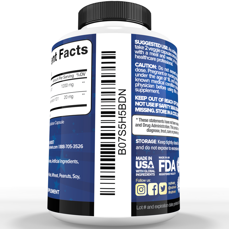 Nutrivein Berberine Plus Organic Ceylon Cinnamon - 120 Capsules GR-4L51-YC9A