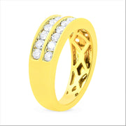 Bids.com 10K Yellow Gold Two-Row Diamond Band Ring (1 Cttw, J-K Color, I1-I2 Clarity) - Size 6 Rings