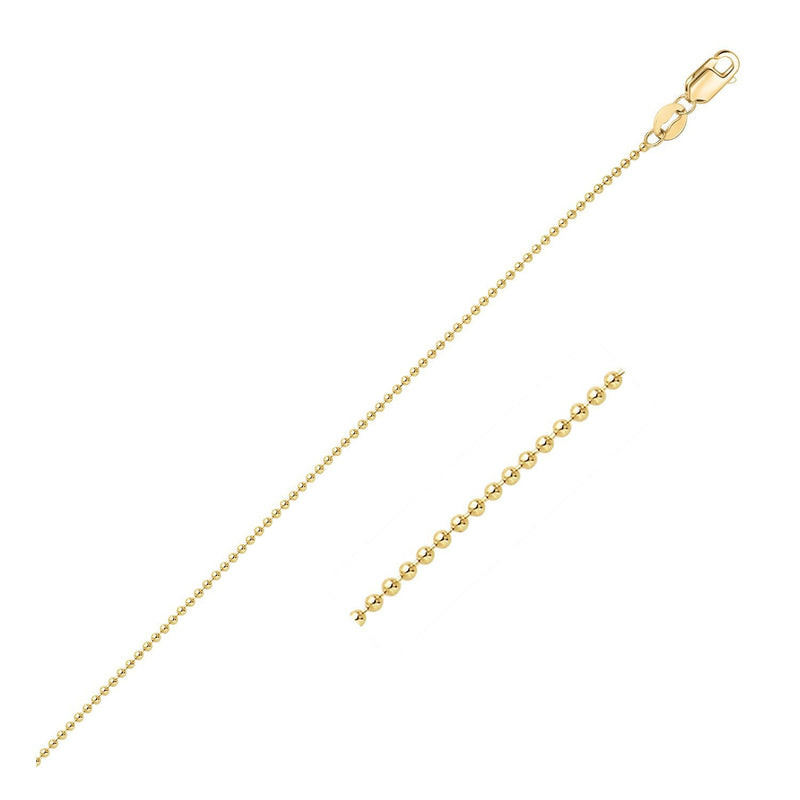 Bids.com 14k Yellow Gold Bead Chain 1.0mm Necklaces