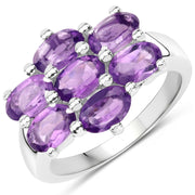 Bids.com 3.01 Carat Genuine  Amethyst .925 Sterling Silver Ring Rings