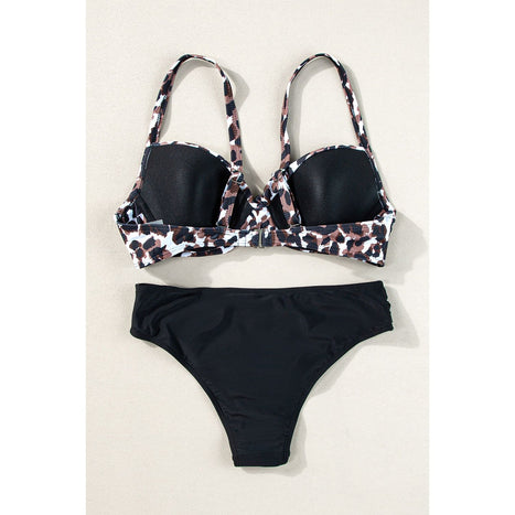 Leopard Sweetheart Neck Bikini Set