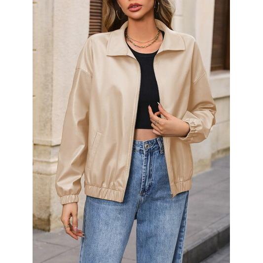 Zip Up Dropped Shoulder Jacket