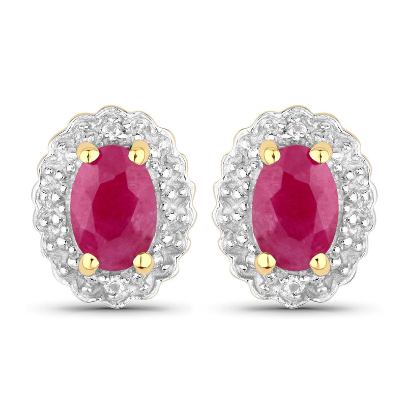 Bids.com 1.94 Carat Genuine Johnson Ruby and White Topaz .925 Sterling Silver Jewelry Set Jewelry Sets