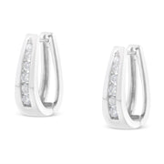 Bids.com 14k White Gold 1/4 Cttw Channel-Set Brilliant Round-Cut Diamond Hoop Earrings (I-J Color, I2-I3 Clarity) Earrings