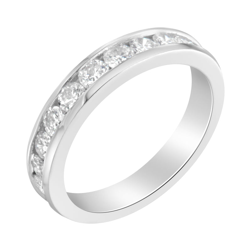 Bids.com IGI Certified 1.0 Cttw Diamond 18K White Gold Channel-Set Half-Eternity Band Wedding Ring (E-F Color, I1-I2 Clarity) - Size 5-1/2 Rings
