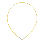 Bids.com 14K Yellow and White Gold 1/4 Cttw Princess Cut Diamond Channel-Set â€œVâ€ Shape 18" Pendant Necklace (H-I Color, SI2-I1 Clarity) Necklaces