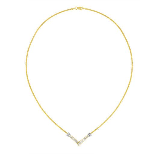 Bids.com 14K Yellow and White Gold 1/4 Cttw Princess Cut Diamond Channel-Set â€œVâ€ Shape 18" Pendant Necklace (H-I Color, SI2-I1 Clarity) Necklaces