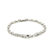 Bids.com Sterling Silver Rhodium Plated Chain Bracelet with a Flat Heart Station Bracelets