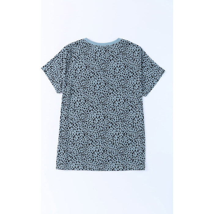 Animal Print Round Neck Short Sleeve T-Shirt