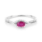 Bids.com 0.40 Carat Genuine Ruby and White Diamond 14K White Gold Ring Rings