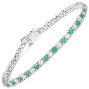 Bids.com 5.77 Carat Genuine Emerald and White Topaz .925 Sterling Silver Bracelet Bracelets