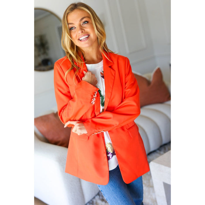 Diva Dreams Coral Notched Lapel Lined Blazer