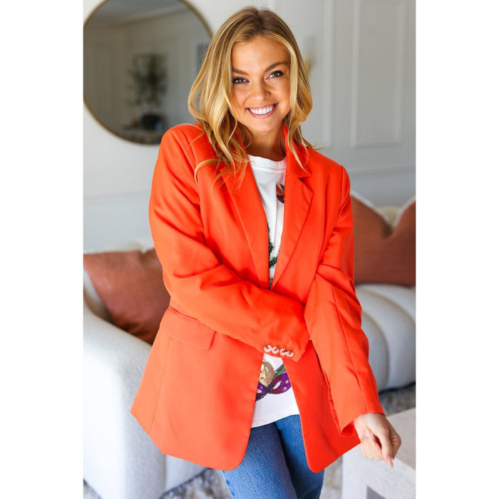 Diva Dreams Coral Notched Lapel Lined Blazer