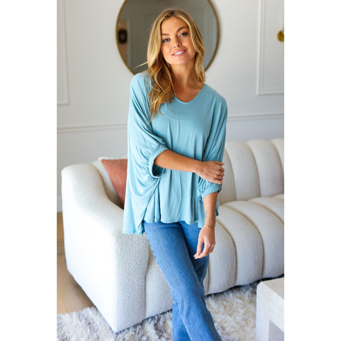 Call On Me Aqua Dolman Modal Knit Top