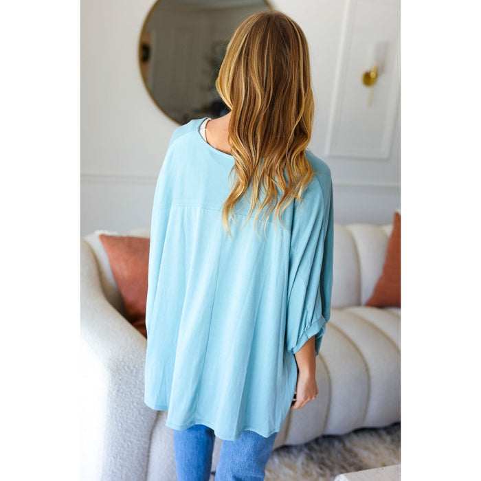 Call On Me Aqua Dolman Modal Knit Top