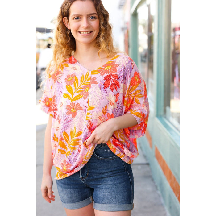 Lilac Tropical Floral Print Woven Top