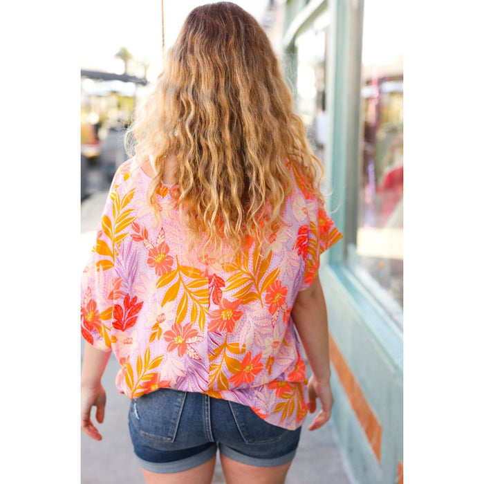 Lilac Tropical Floral Print Woven Top