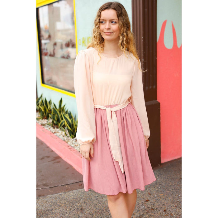 Feeling Femme Mauve & Peach Twofer Pleated Skirt Dress