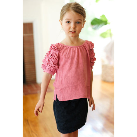 Lovely Rose Ruffle Sleeve Side Slit Top