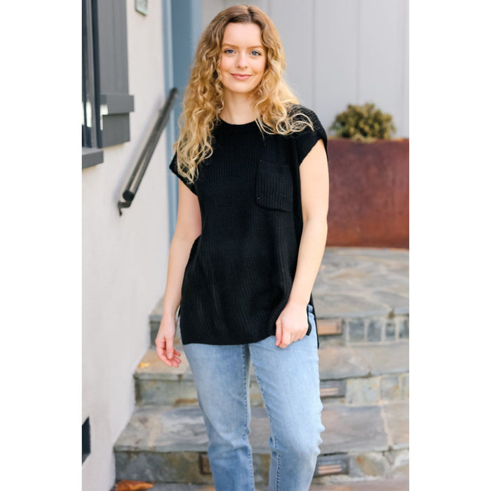 Best In Bold Black Dolman Ribbed Knit Sweater Top