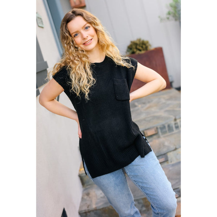 Best In Bold Black Dolman Ribbed Knit Sweater Top