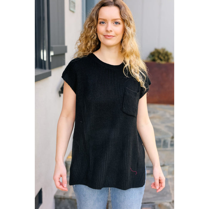 Best In Bold Black Dolman Ribbed Knit Sweater Top