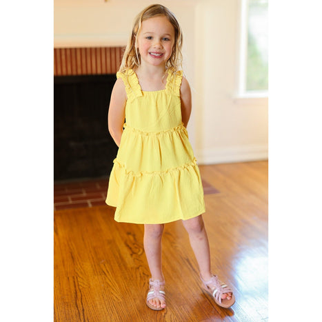 Joyful Canary Tiered Ruffle Sleeveless Dress