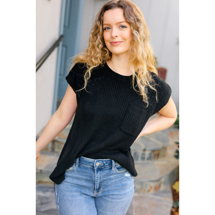 Best In Bold Black Dolman Ribbed Knit Sweater Top