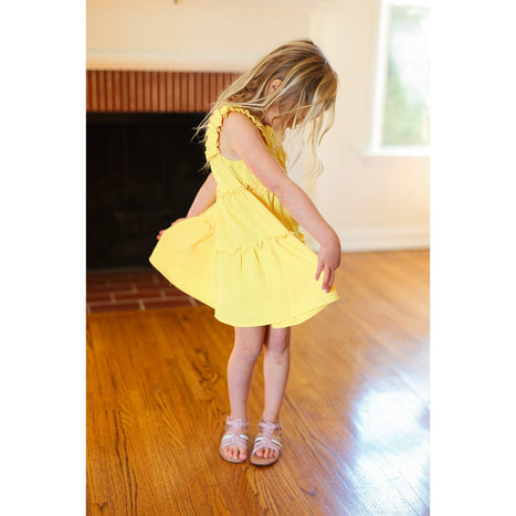 Joyful Canary Tiered Ruffle Sleeveless Dress