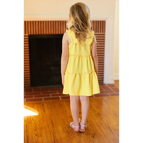 Joyful Canary Tiered Ruffle Sleeveless Dress