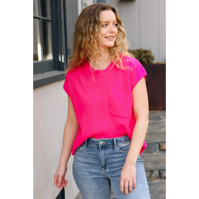 Best In Bold Hot Pink Dolman Ribbed Knit Sweater Top