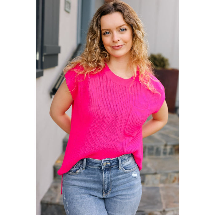 Best In Bold Hot Pink Dolman Ribbed Knit Sweater Top