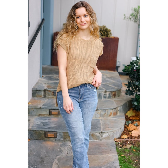 Best In Bold Taupe Dolman Ribbed Knit Sweater Top