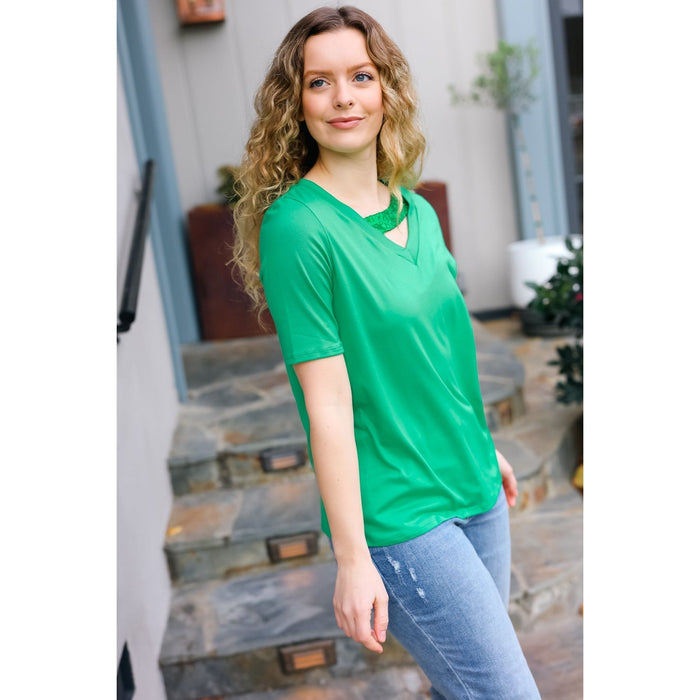 Saint Patrick Asymmetrical Sequin Banded V Neck Top