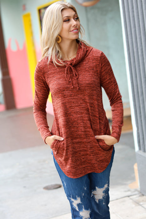 Cowl Neck Pocketed Top