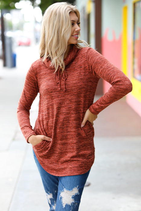 Cowl Neck Pocketed Top