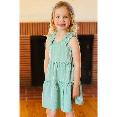 Joyful Sage Tiered Ruffle Sleeveless Dress