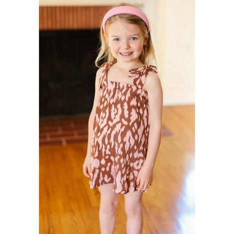 Dreamy Animal Print Elastic Ruffle Neck Shoulder Tie Romper